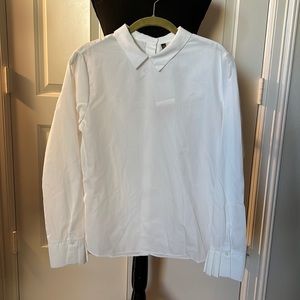 ⚪️Zara long sleeve cotton pleated cuff shirt